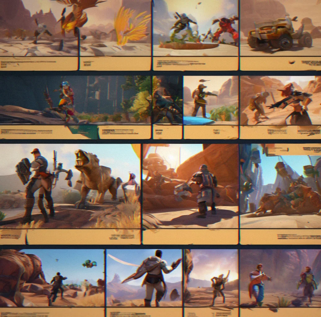 Six finished frames laid out in a grid. Different templates, different text added by users.