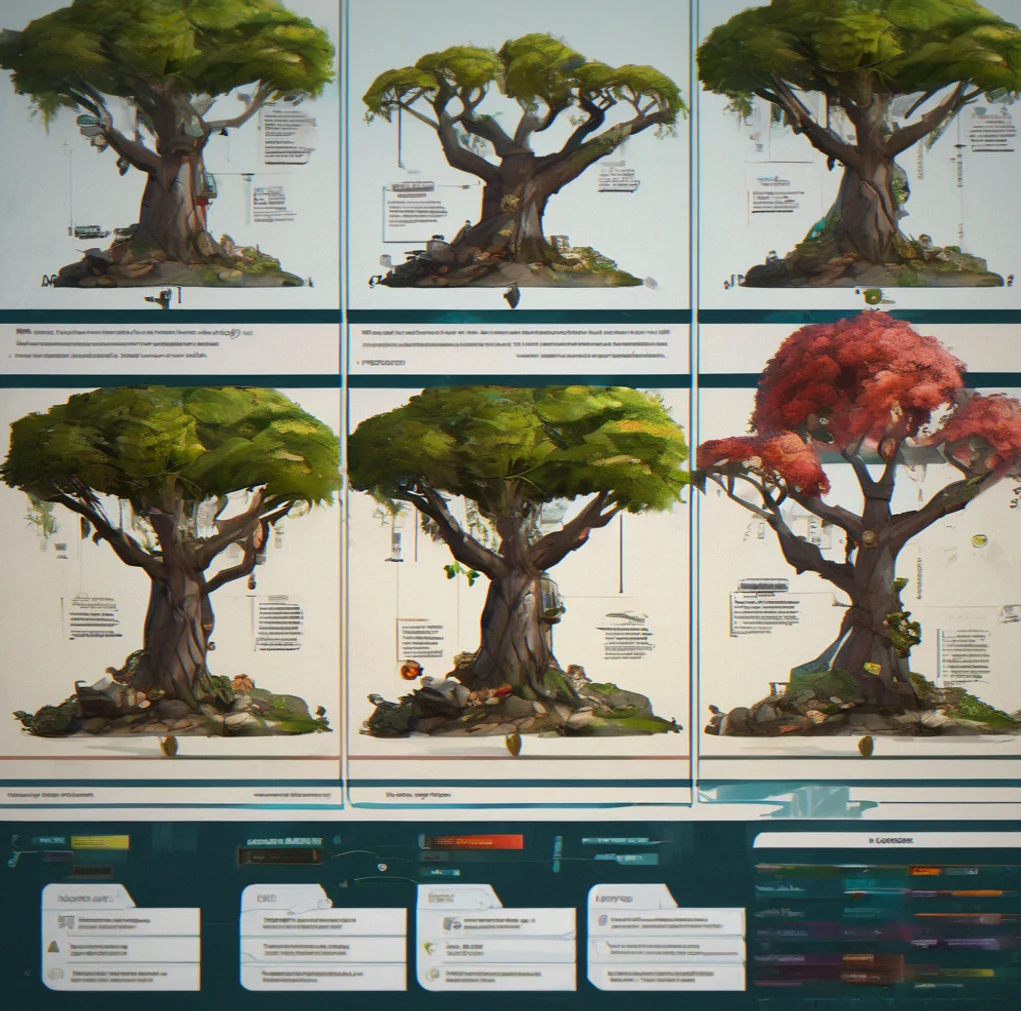 Progression tree showing frame milestones from 5 frames up to 100, with template tier names at each step.