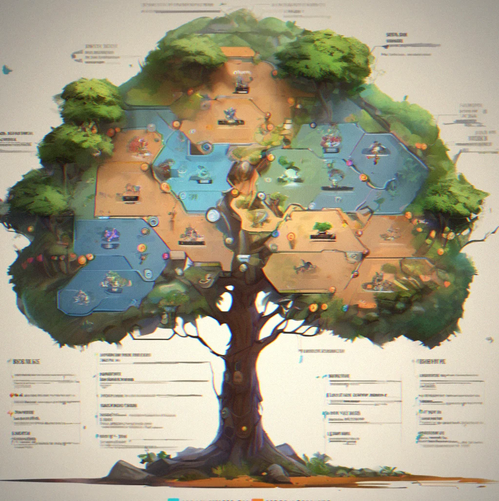 Vertical unlock tree showing template names mapped to frame count milestones from 5 to 100